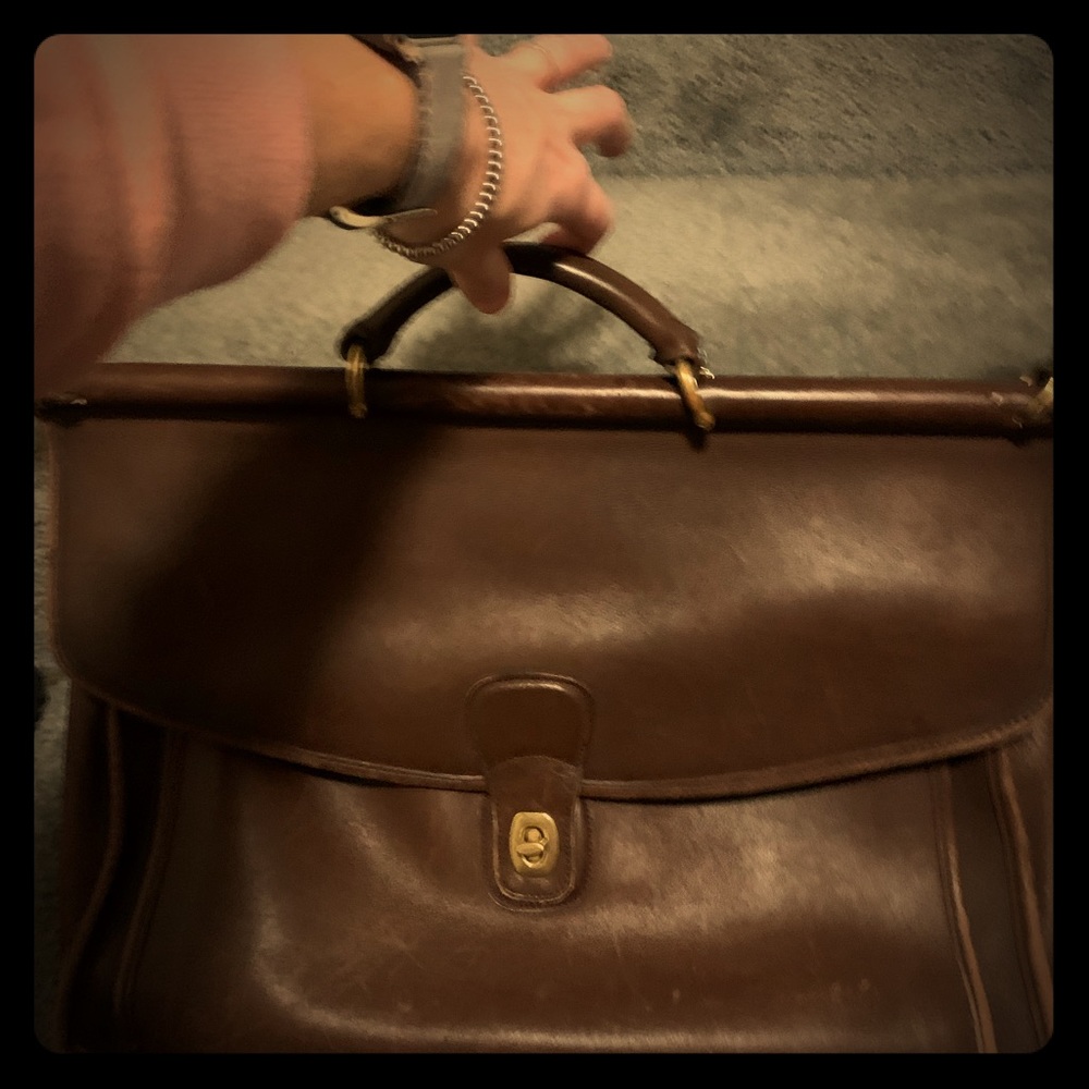 Genuine leather Coach brief case.